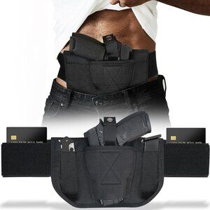 NEW Belly Band Gun Holster Double Mag Pouch for Most Pistols and Revolvers
